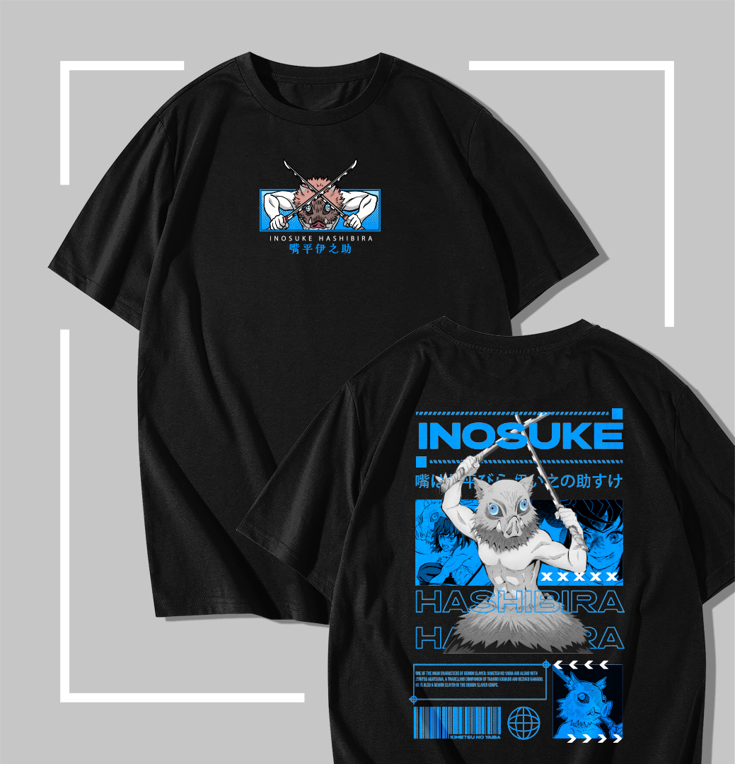 Inosuke Hashibira T-shirt noir Demon Slayer Inosuke Hashibira