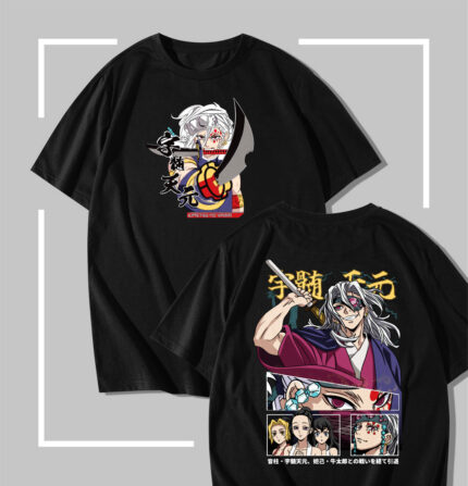 T-shirt noir Demon Slayer Tengen Uzui Dual Cleavers Strike