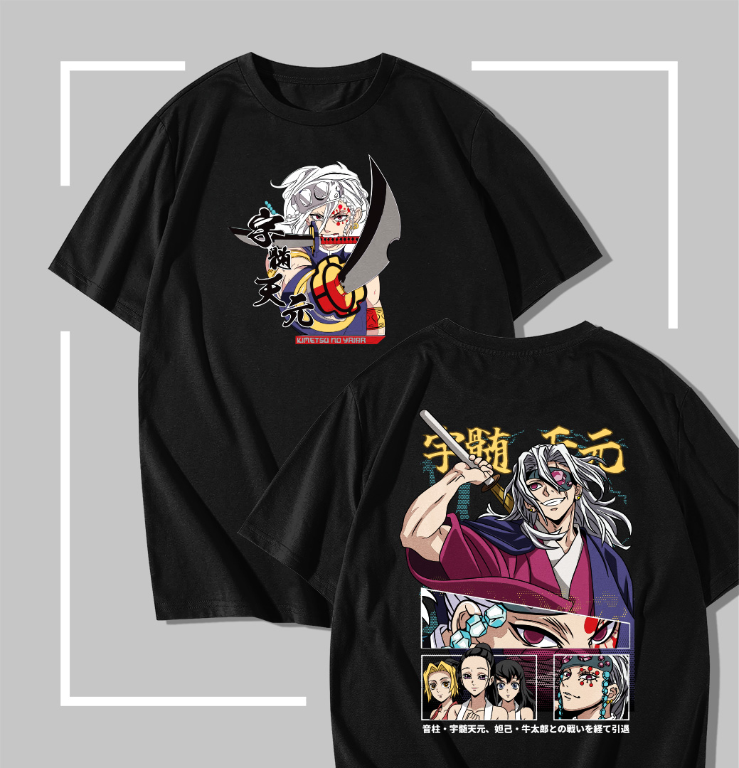 Uzui Dual Cleavers Strike T-shirt noir Demon Slayer Tengen Uzui Dual Cleavers Strike