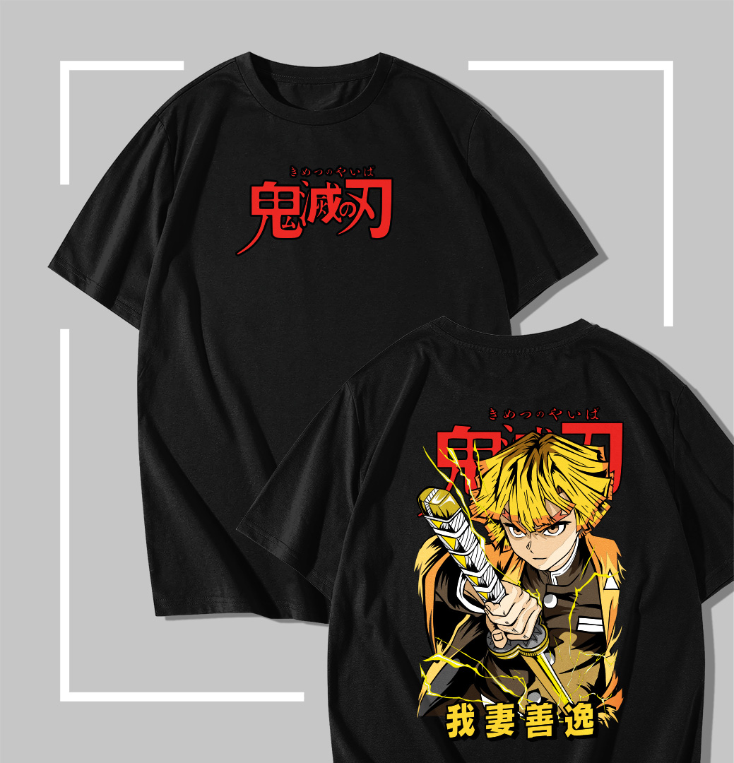 Thunderclap and Flash T-shirt noir Demon Slayer Zenitsu Thunderclap and Flash