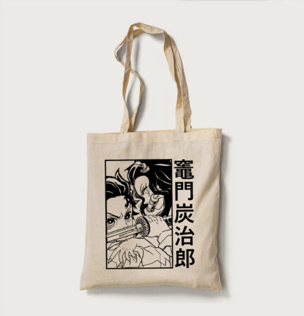 Tote Bag Demon Slayer Beige Nizuko & tanjiro