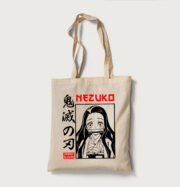 Tote Bag Beige Demon Slayer Nezuko Red Shadow Anime Art