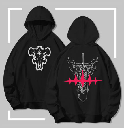 Sweat à capuche noir black clover Asta Anti-Magic Sword