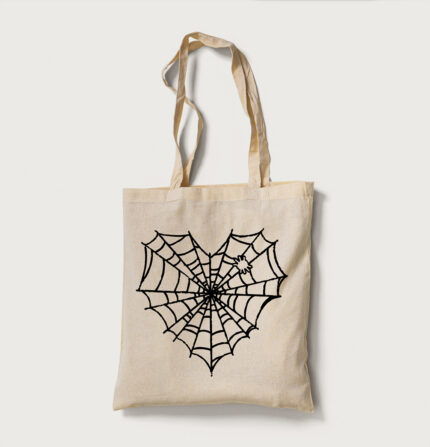 Tote bag beige spider web