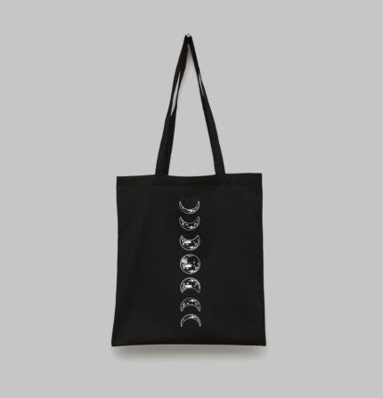 Tote bag noir moon phase