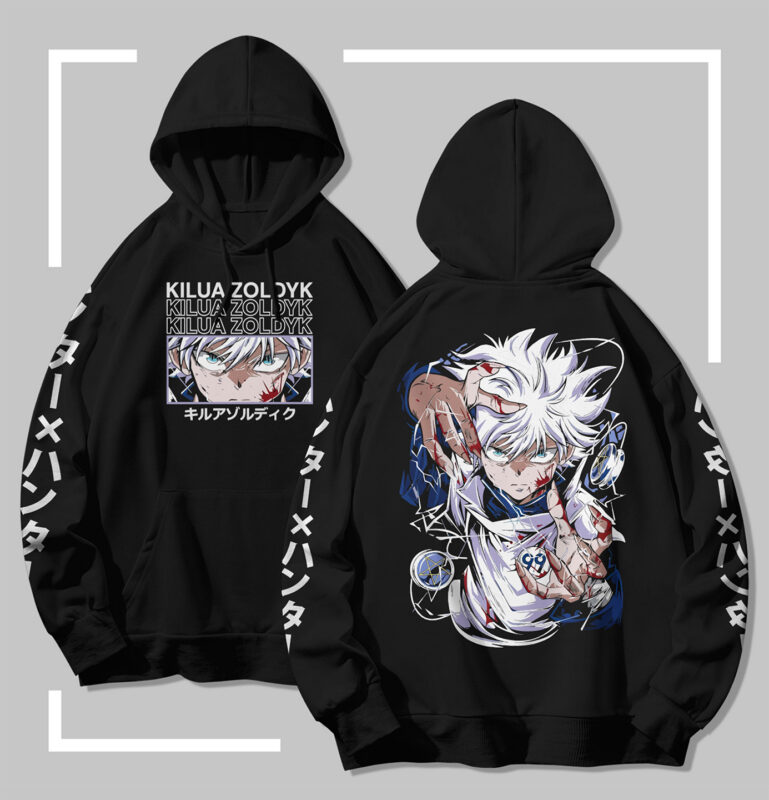 Sweat à capuche noir Hunter X Hunter Killua Zoldyck